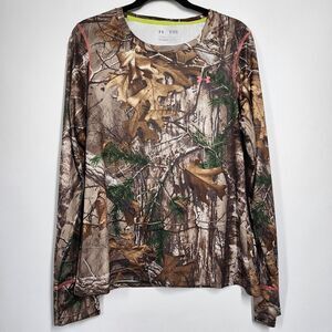 Under Armour‎ Shirt Brown Realtree Camo Scent Blocker Heatgear Fitted Mens XL